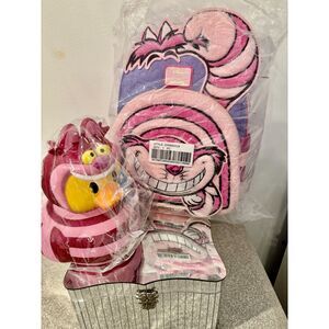 Loungefly Alice in Wonderland Fuzzy Cheshire Cat Mini Backpack + Jumbo Duck NWT